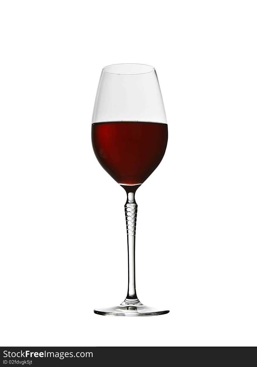 Elegant red wine glass isolated on white