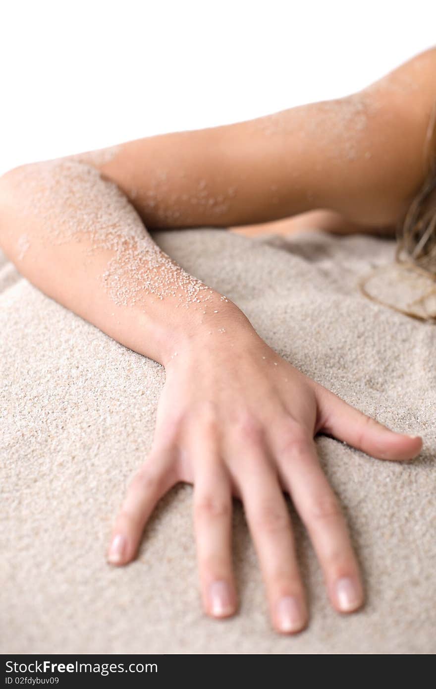 Beach - Part Of Female Body, Hand On Sand