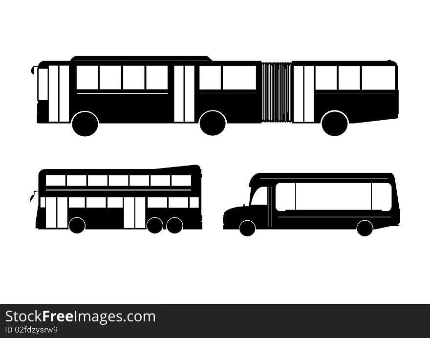 Silhouette of modern transportation buses.