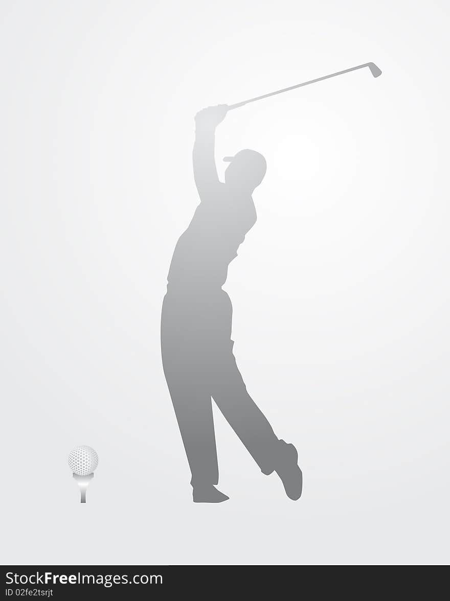 Golfer silhouette in gray background