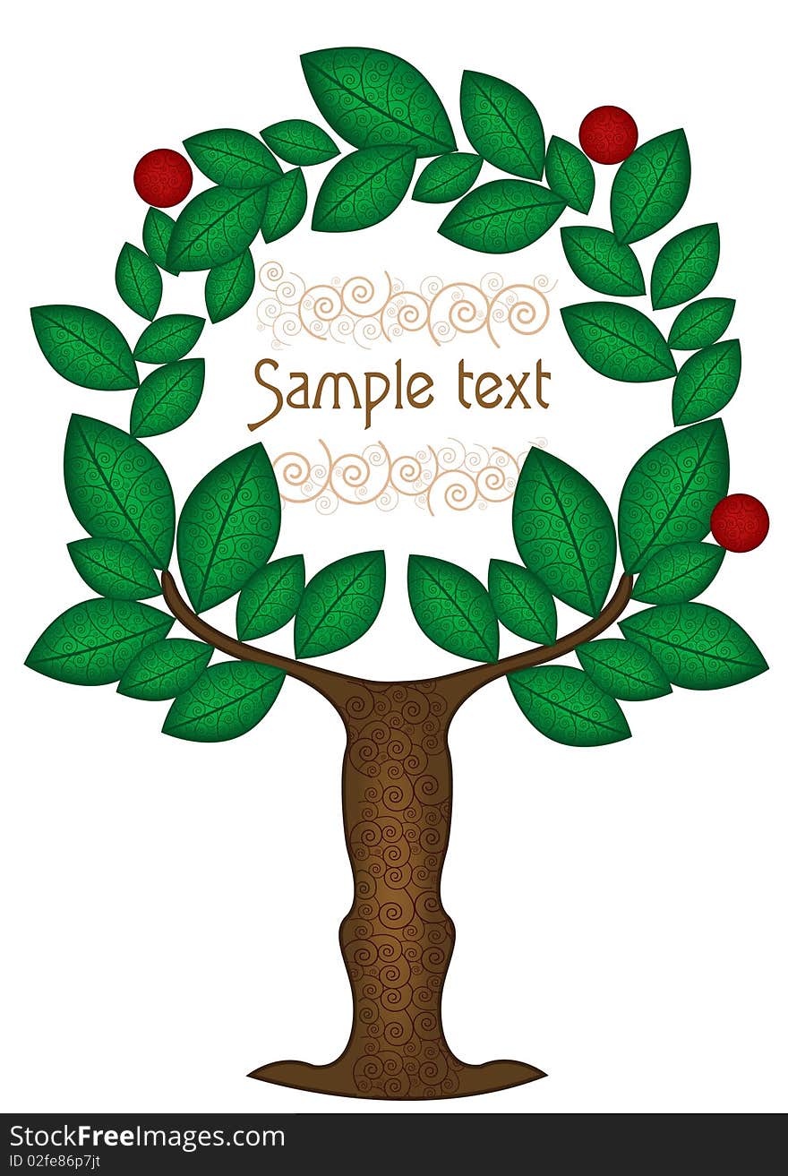 Tree in the ethnic style with a white background