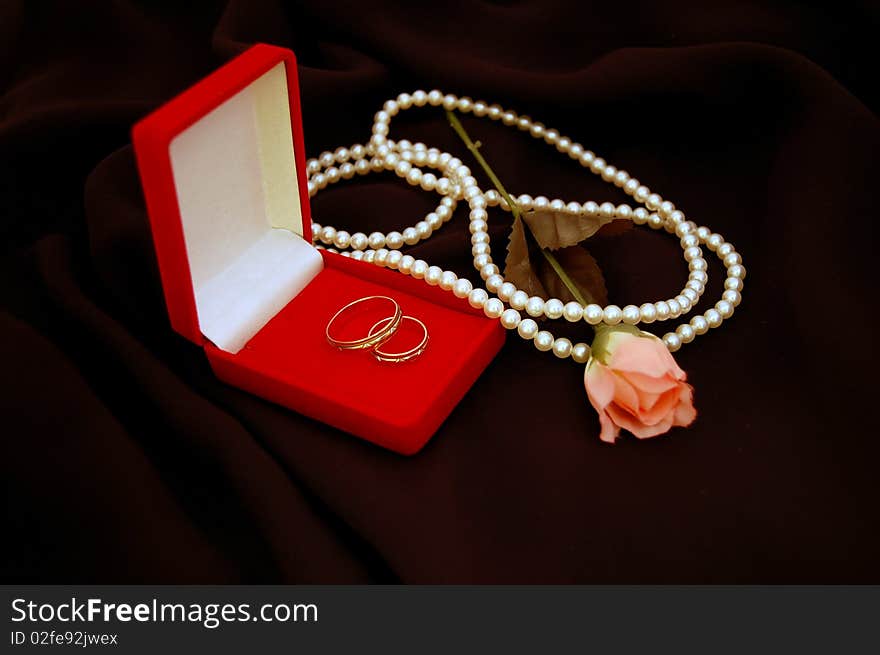 Wedding rings in red box