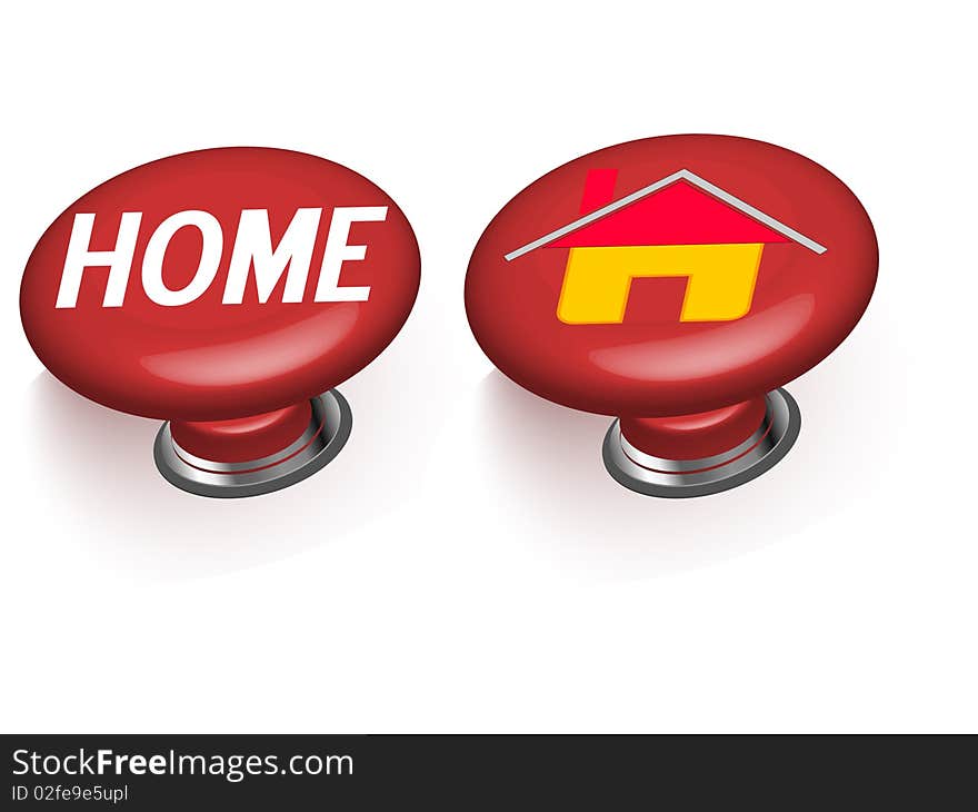 3d home buttons in red