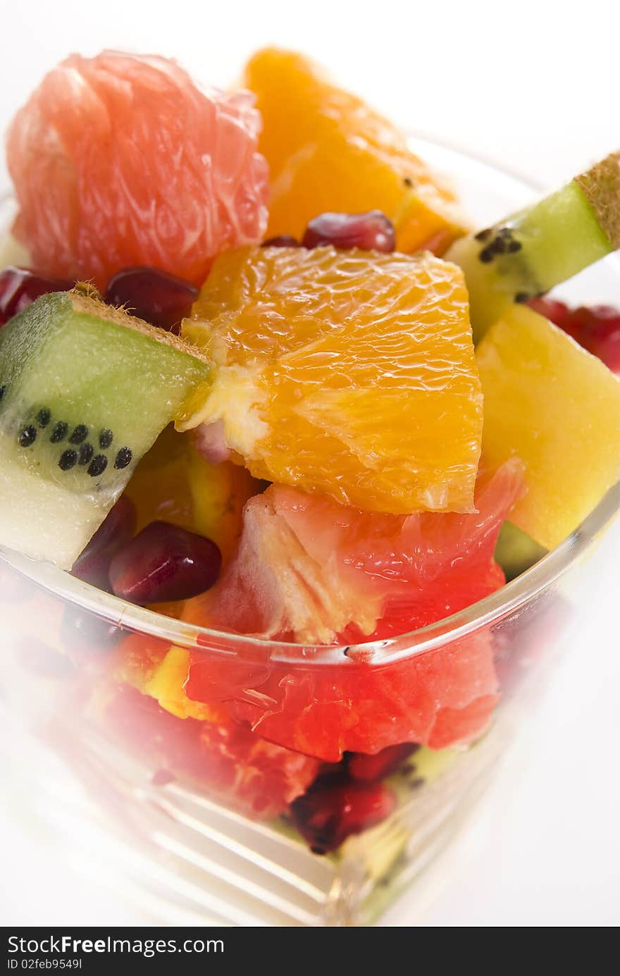 Fresh fruits in glass