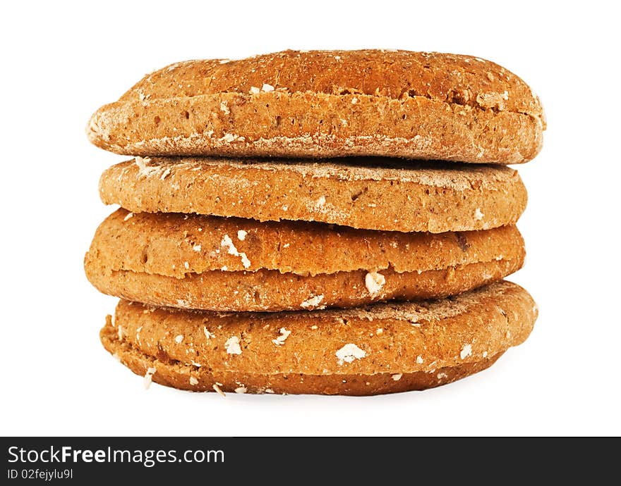 The grain bread slices isolated on white background