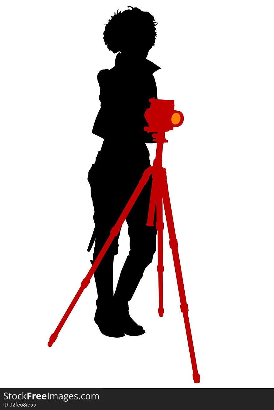 Image of young photographers with equipment at work. Image of young photographers with equipment at work