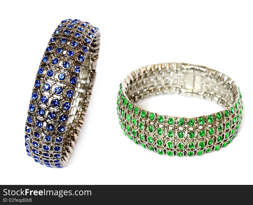 Silver bracelets with gem