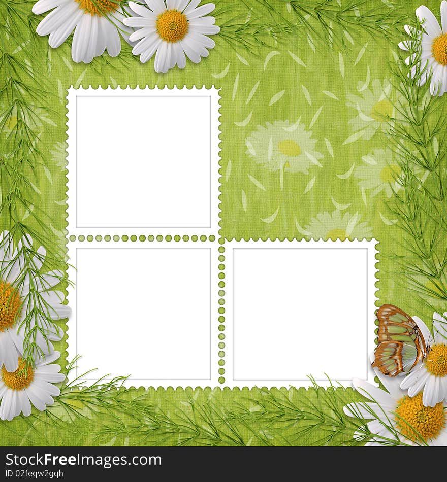 Card for the holiday  with flowers on the abstract background