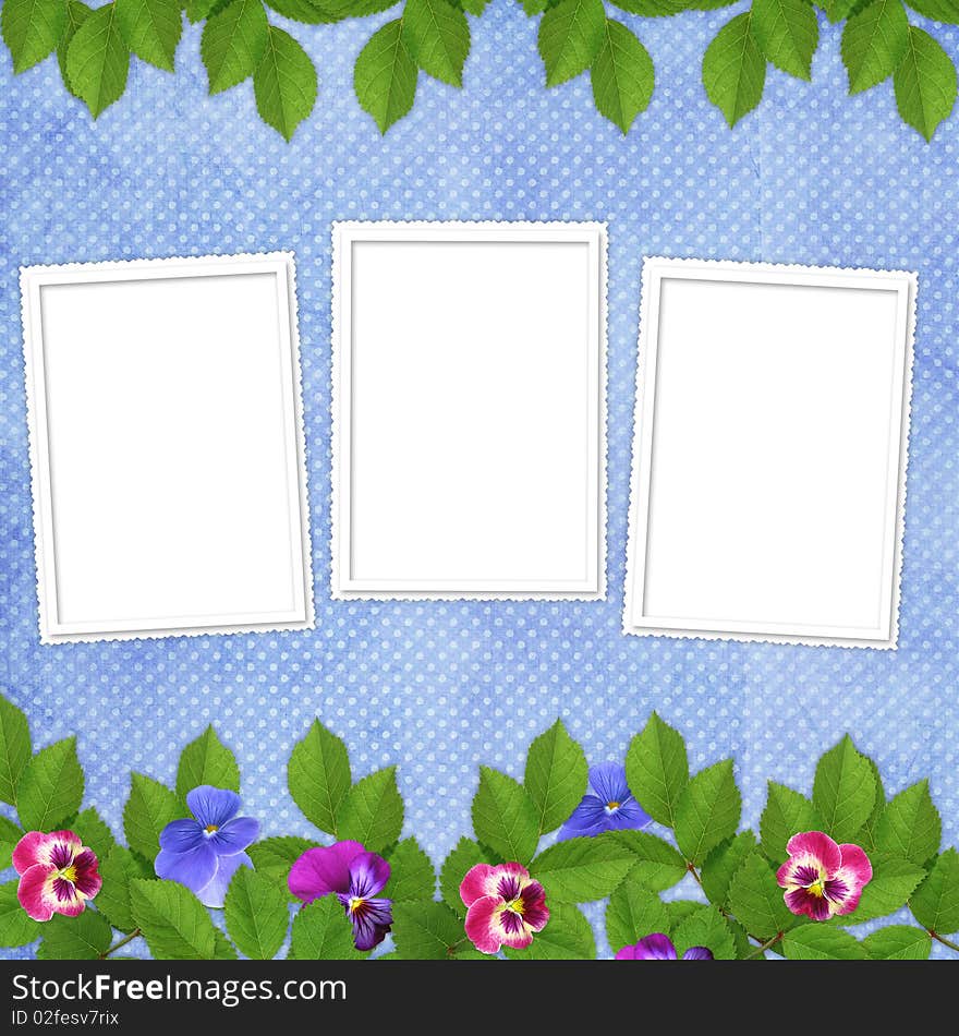 Card for the holiday  with flowers on the abstract background