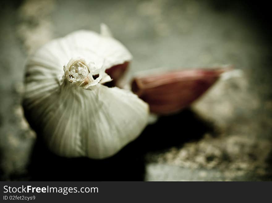 Garlic close up low key