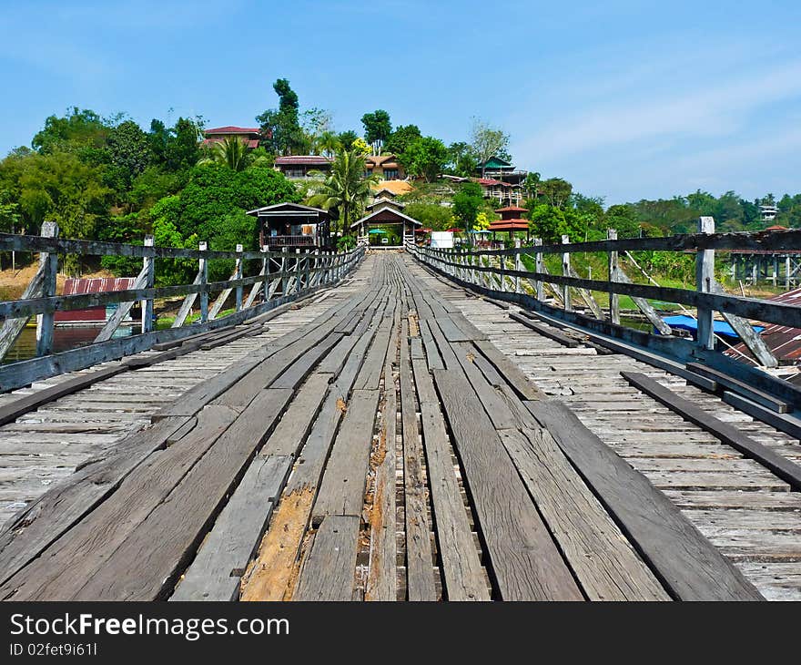 The longest wood bridge in Thailand