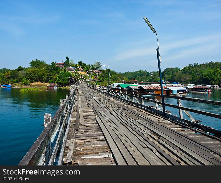 The longest wood bridge in Thailand