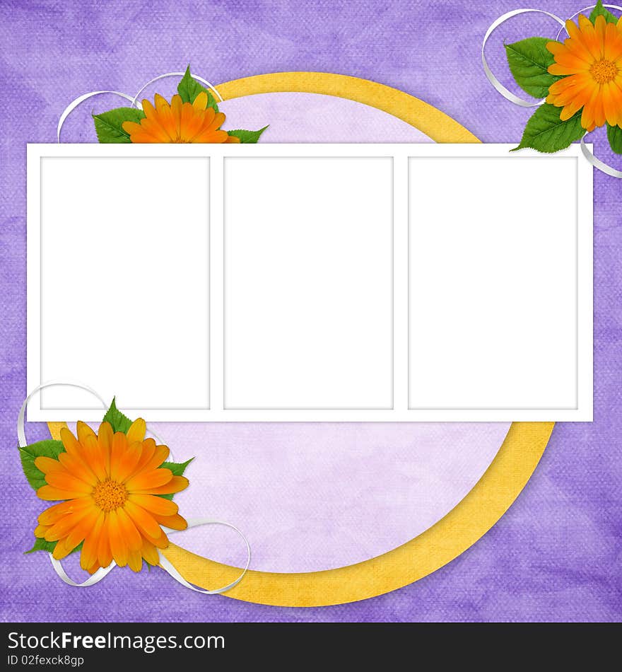 Card for the holiday  with flowers on the abstract background