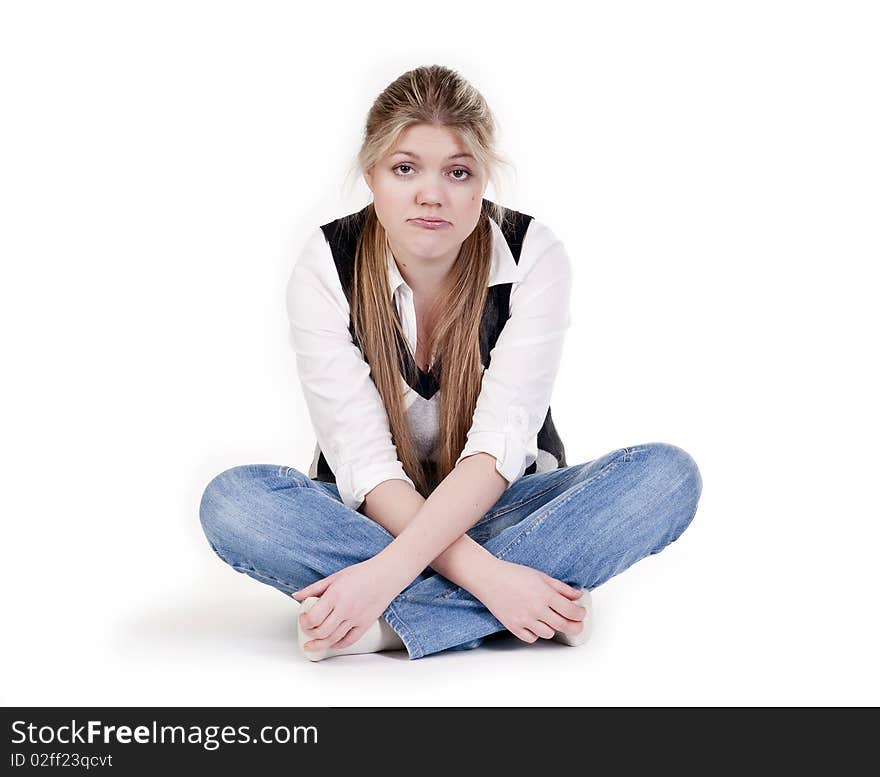 Isolated Pretty Blond Young Woman