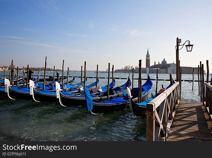 Gondola in venice waiting for customers