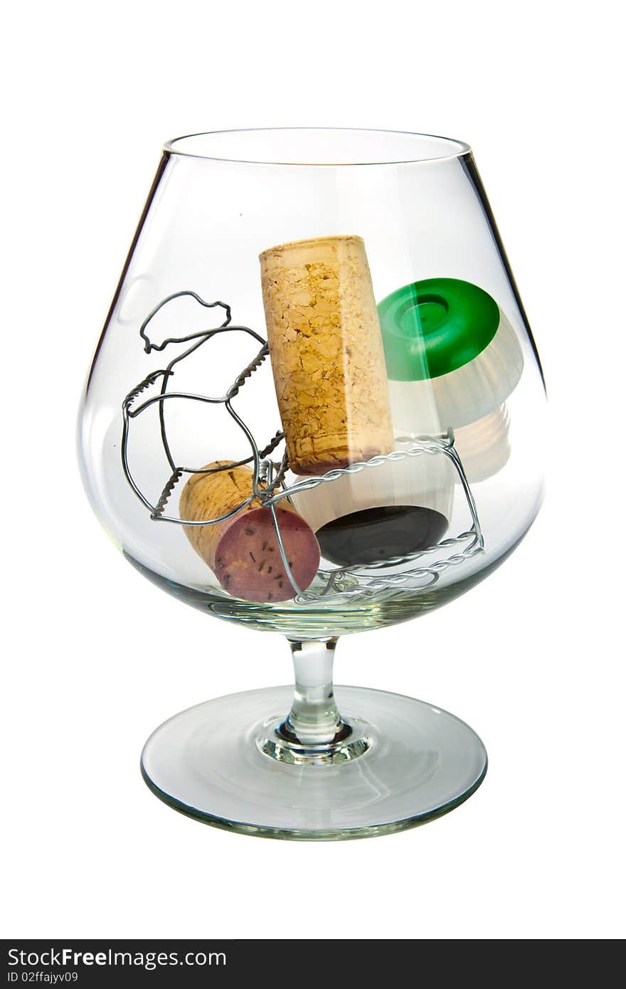 Empty glass filled with corks. Empty glass filled with corks