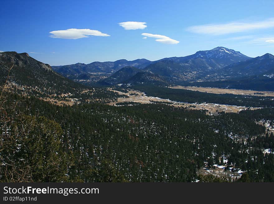 A cross-country view of the beautiful state of Colorado within Rocky Mountain National Park