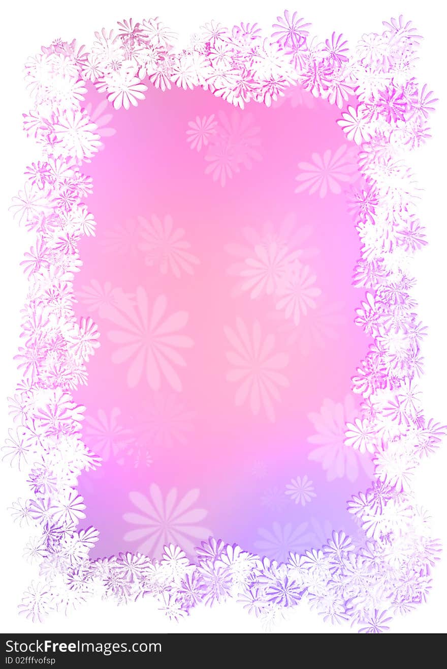 Pink background with decorative floral frame