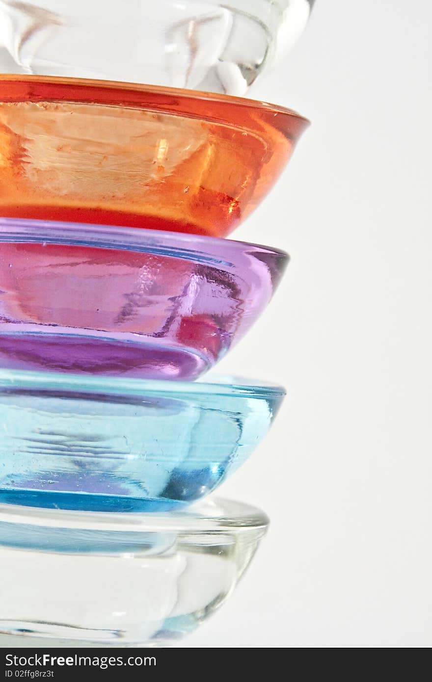 Colorfull glass stack ashtrays isolated