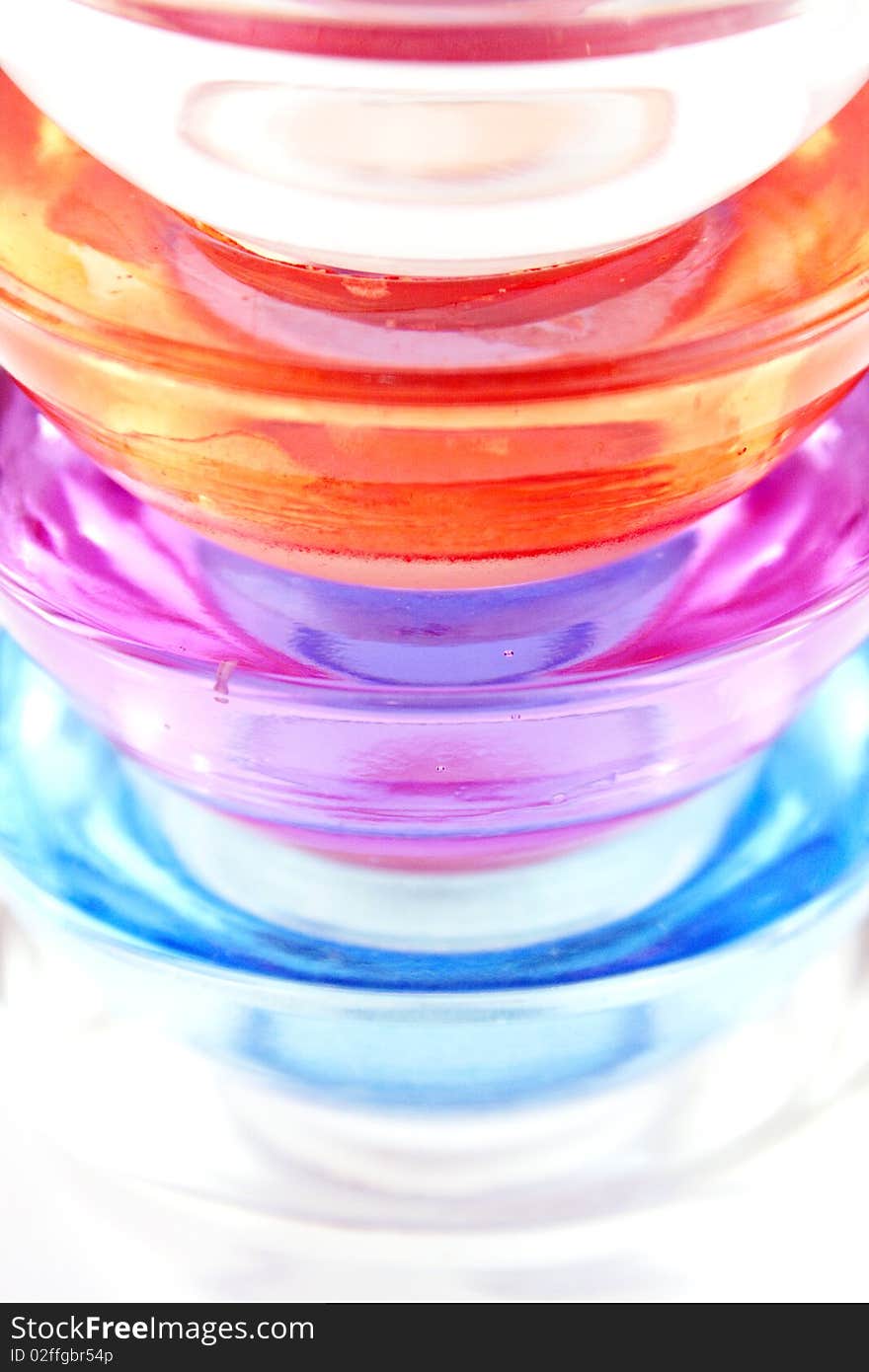 Colorfull glass stack ashtrays isolated