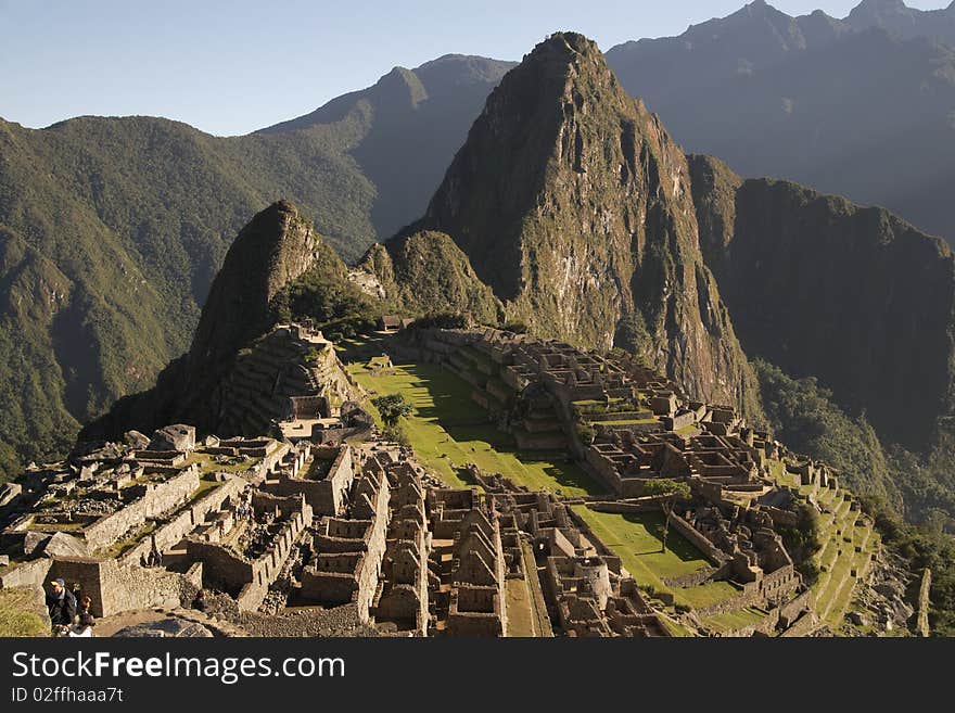 Ancient ruins of Machu Picchu in Peru on a sunny day