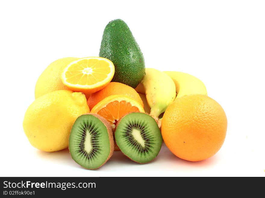 Different types of fruit isolated on white background. Different types of fruit isolated on white background