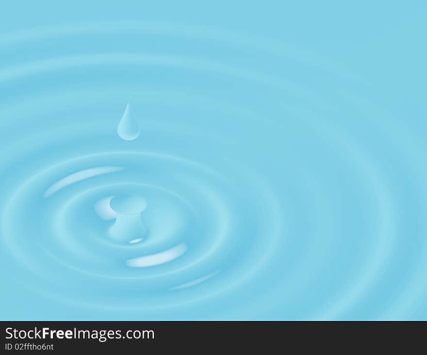 Illustration of Water Drop making waves