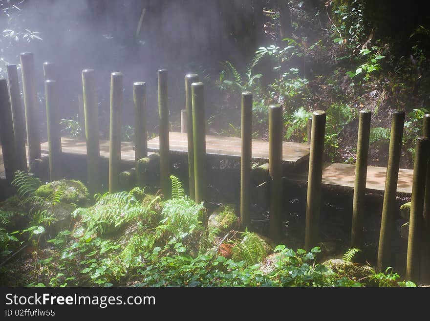 Sunlight trough a cloud of water spray. Sunlight trough a cloud of water spray