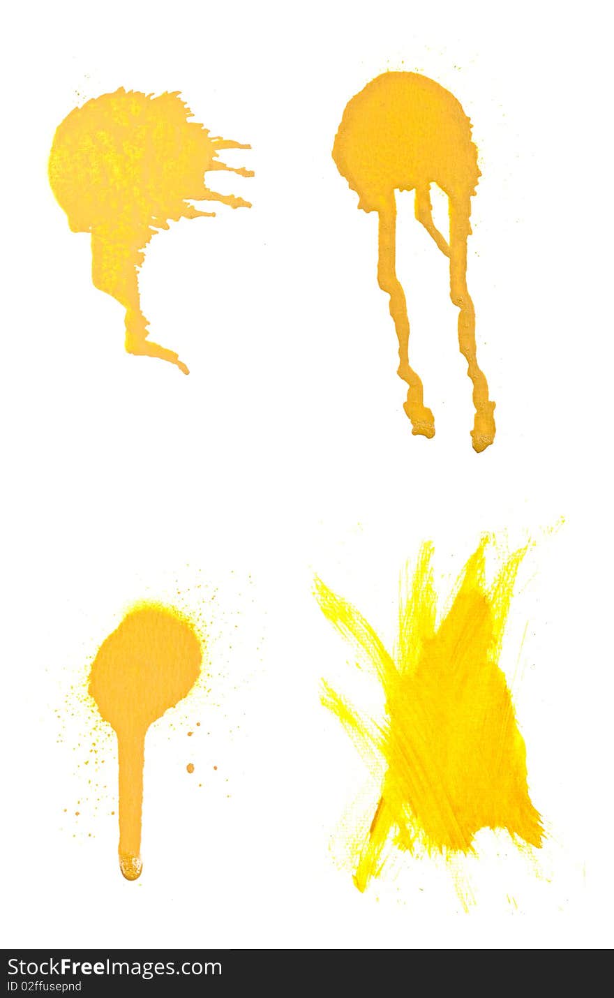 Set of four high resolution spray paint strokes for use with designs. Isolated on white background. Set of four high resolution spray paint strokes for use with designs. Isolated on white background.