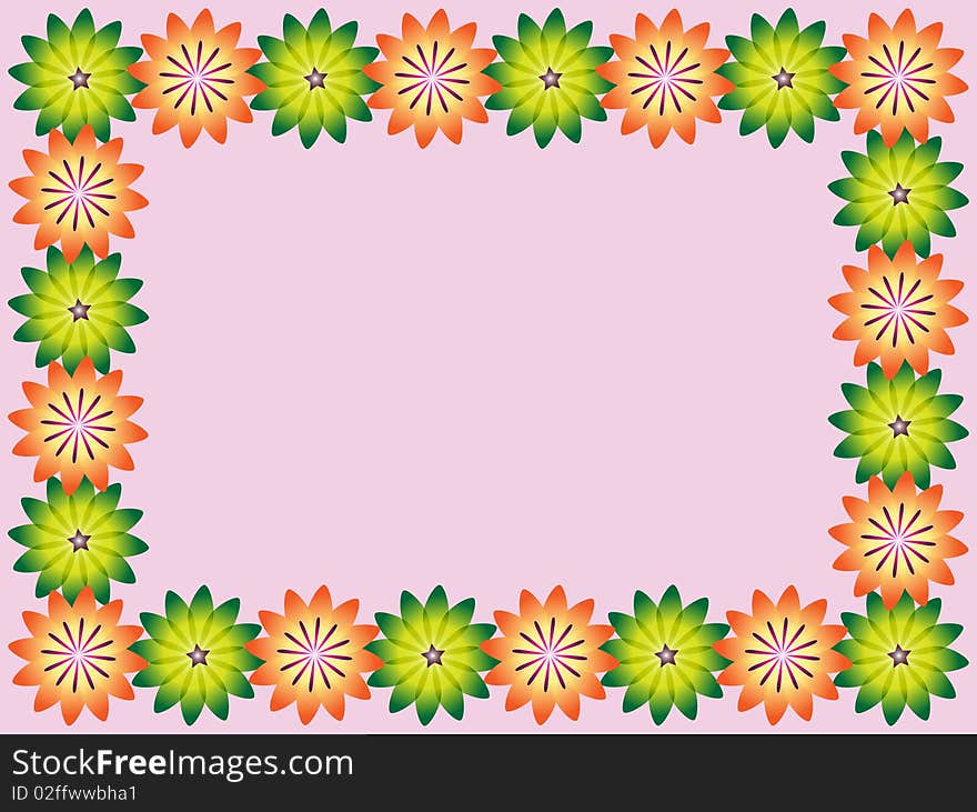 Background with flowers, vector, frame. Background with flowers, vector, frame