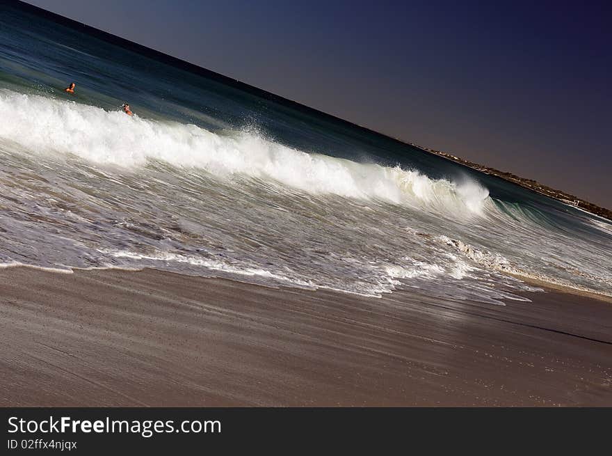 Large ocean waves crashing on the shore