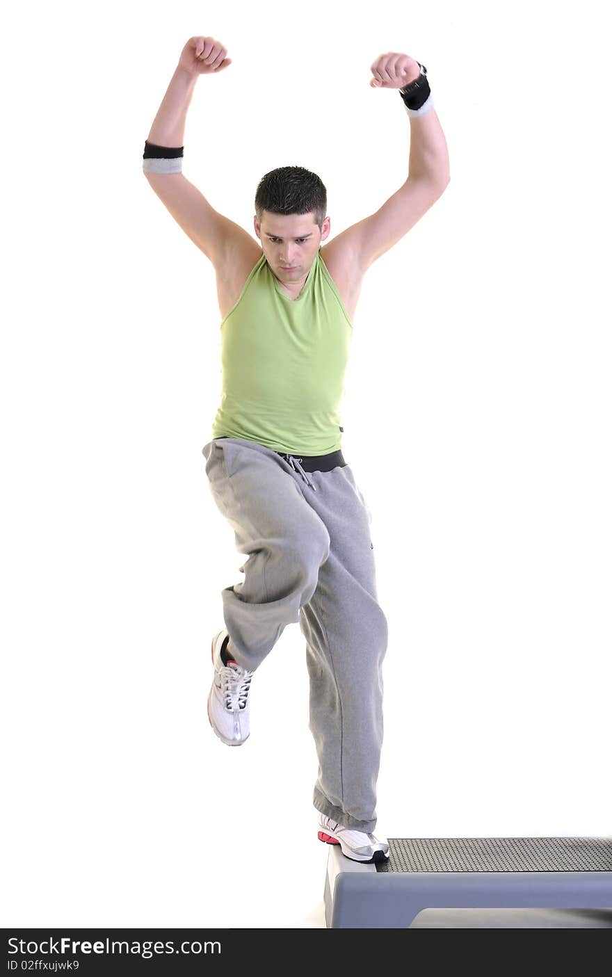 Young man exercise fitness sport and strech isolated on white in studio. Young man exercise fitness sport and strech isolated on white in studio