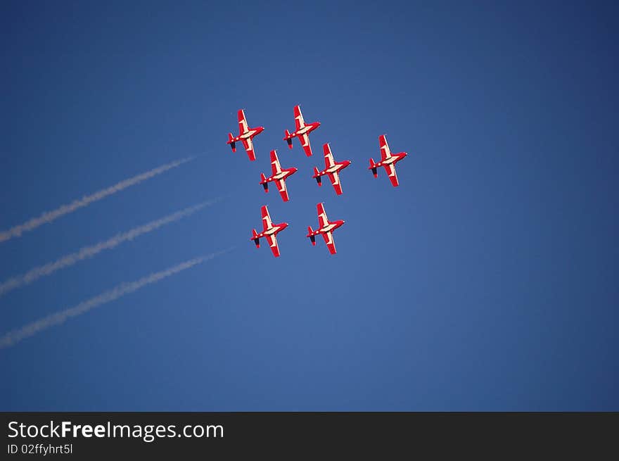 Airplanes flying in a formation. Airplanes flying in a formation