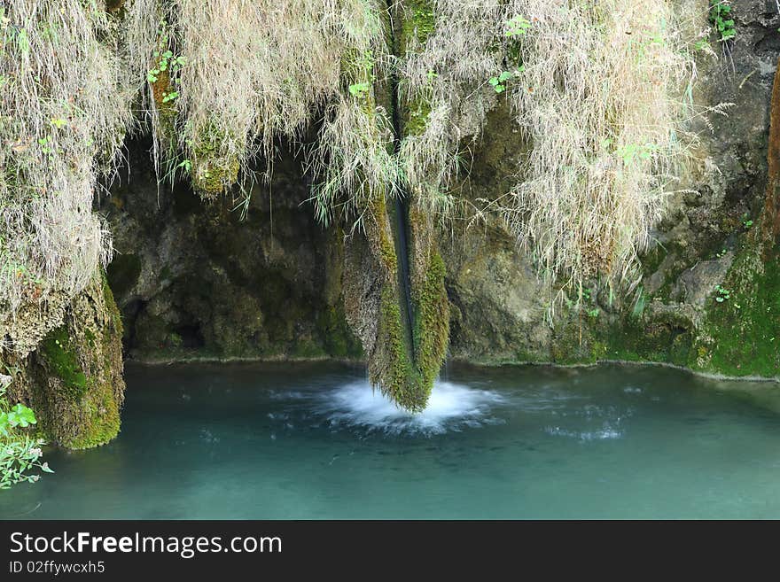 Waterfall in Plitvice National Park in Croatia