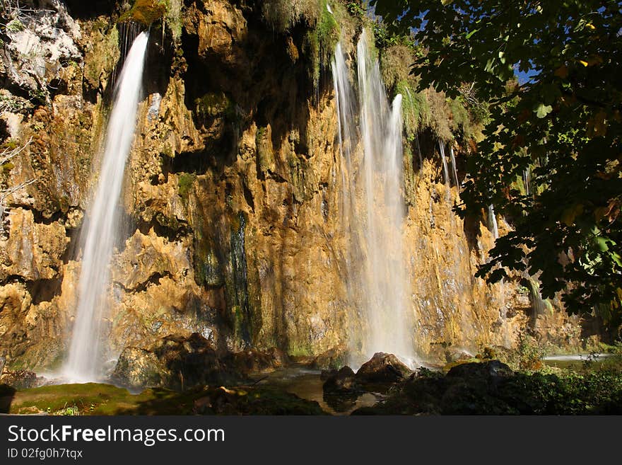 Waterfall in Plitvice National Park in Croatia