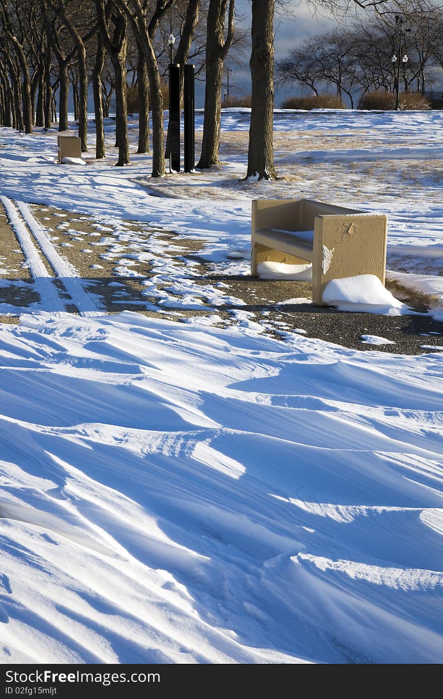 Bench in Olive Park - Chicago, Illinois.