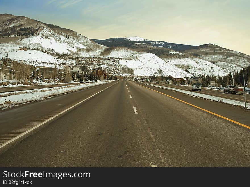 Freeway I-70 trought th mountains in vail colorado,usa. Freeway I-70 trought th mountains in vail colorado,usa