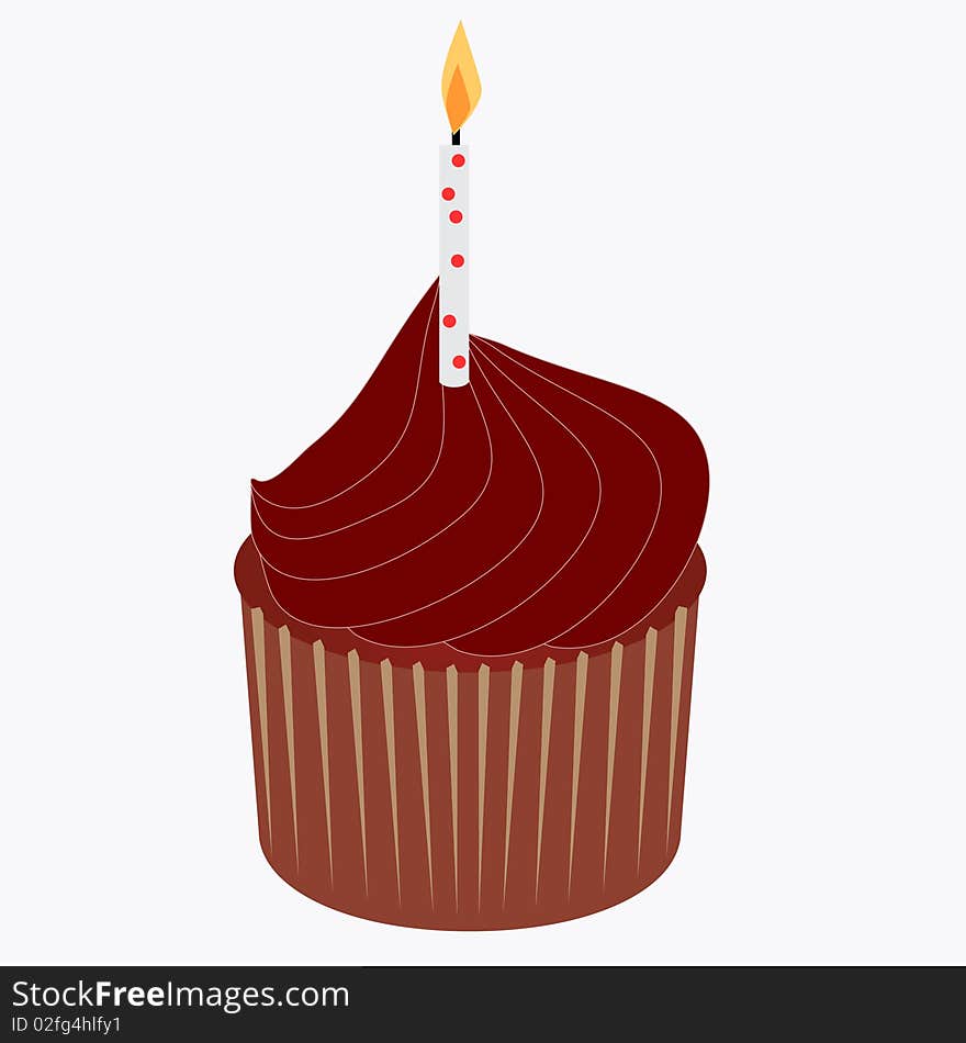 Delicious chocolate cupcake with birthday candle