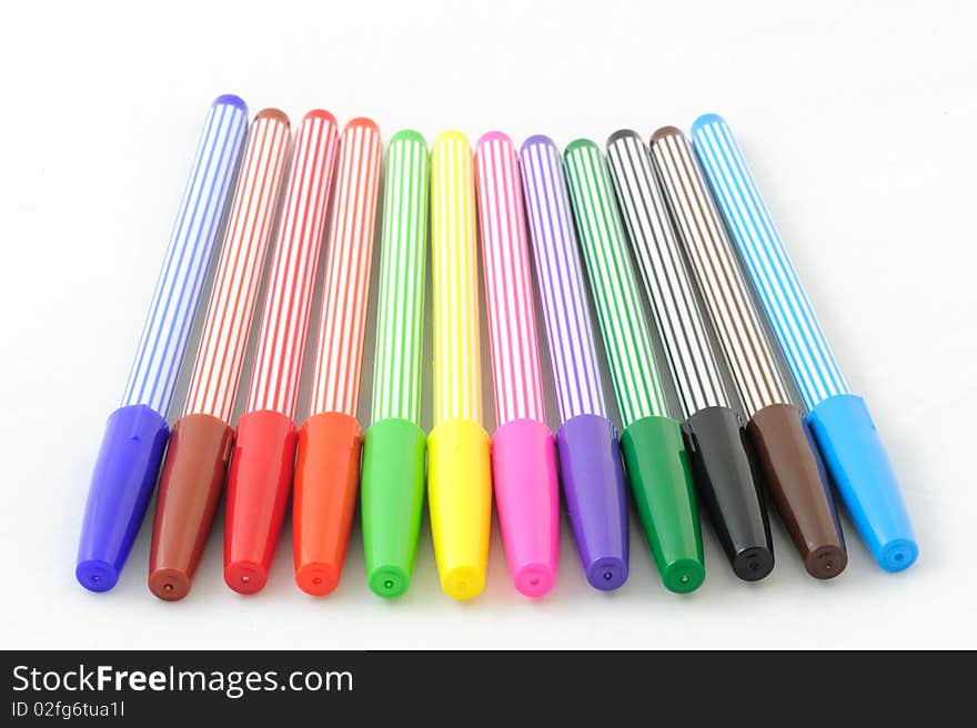 Color Pens isolated on white background