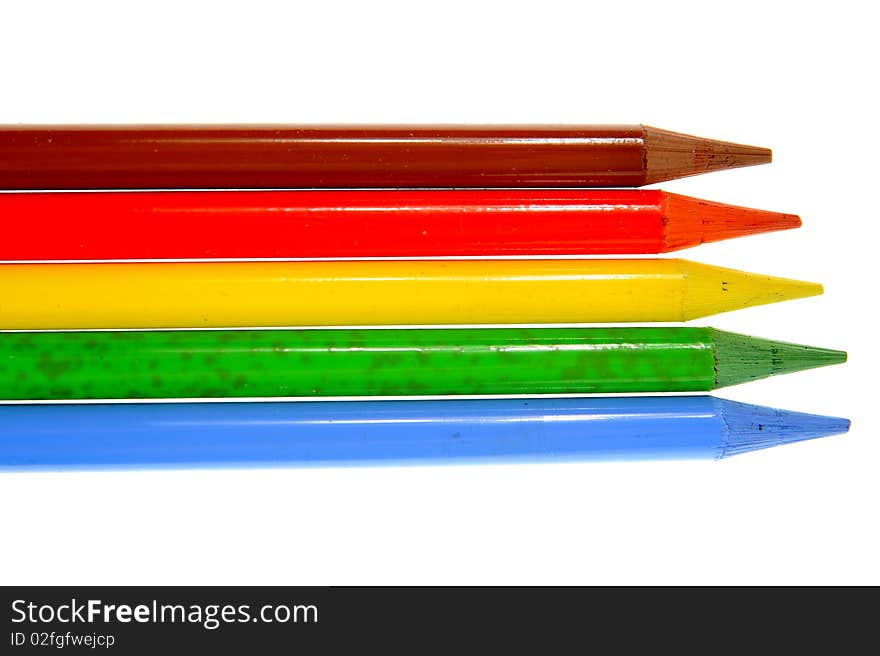 Colourful color pencil with white background