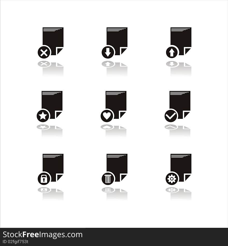 Set of 9 document icons