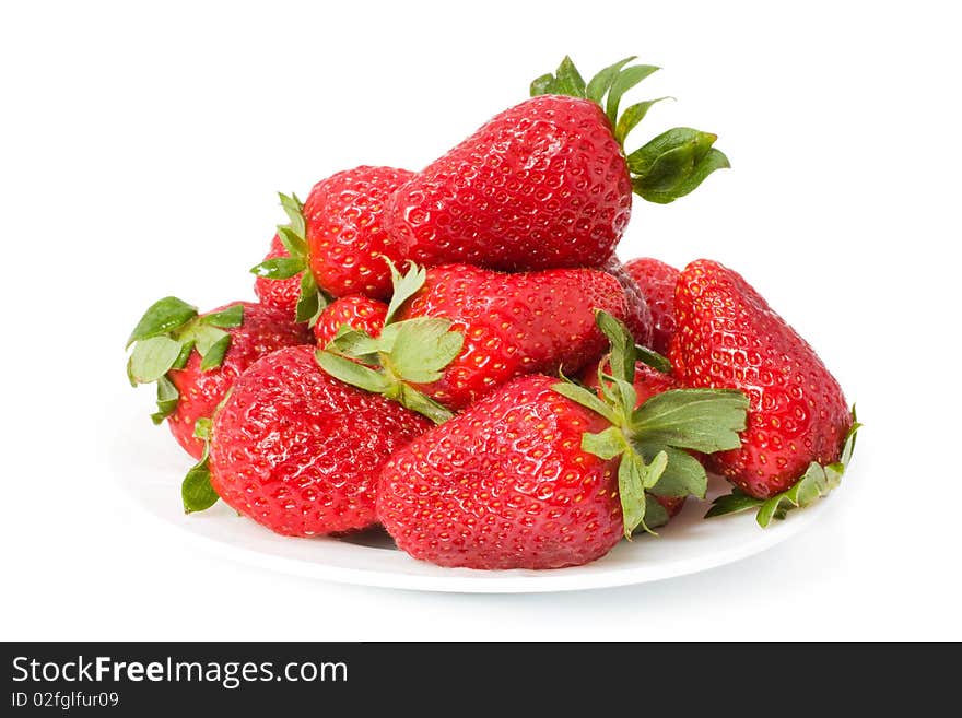 Juicy strawberries on a plate. Juicy strawberries on a plate