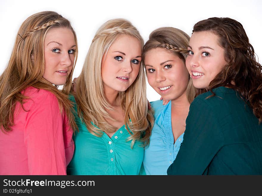 Group of young girlfriends having a happy time together. Group of young girlfriends having a happy time together