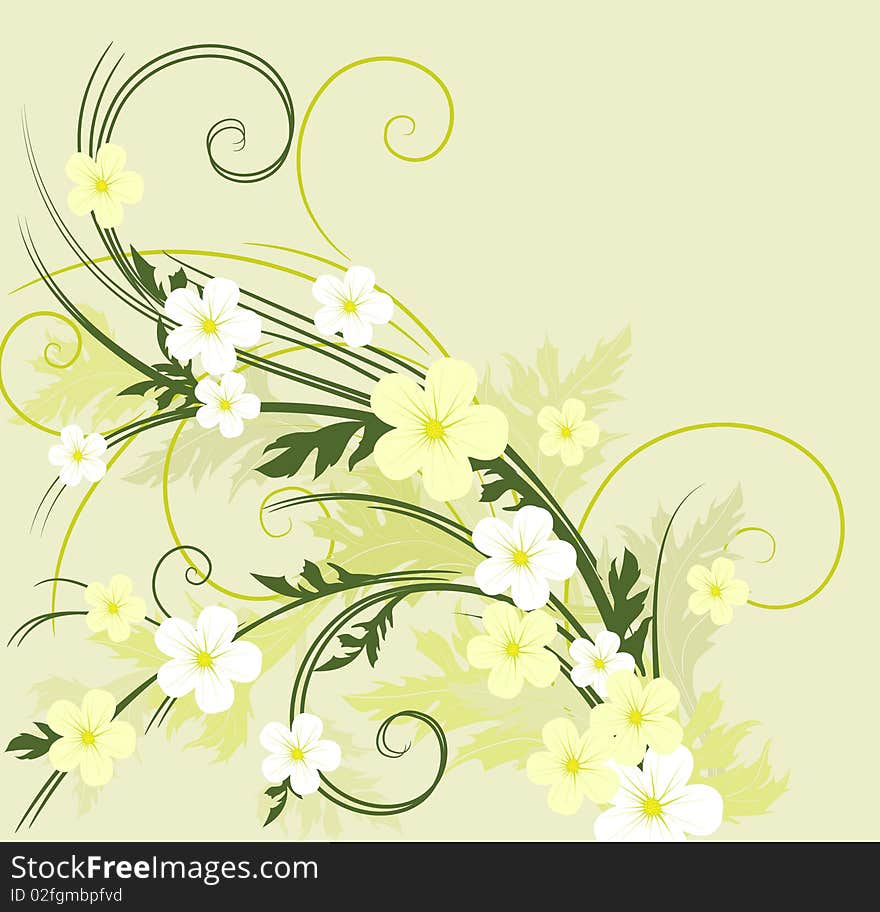 Floral background, illustration with copy space area