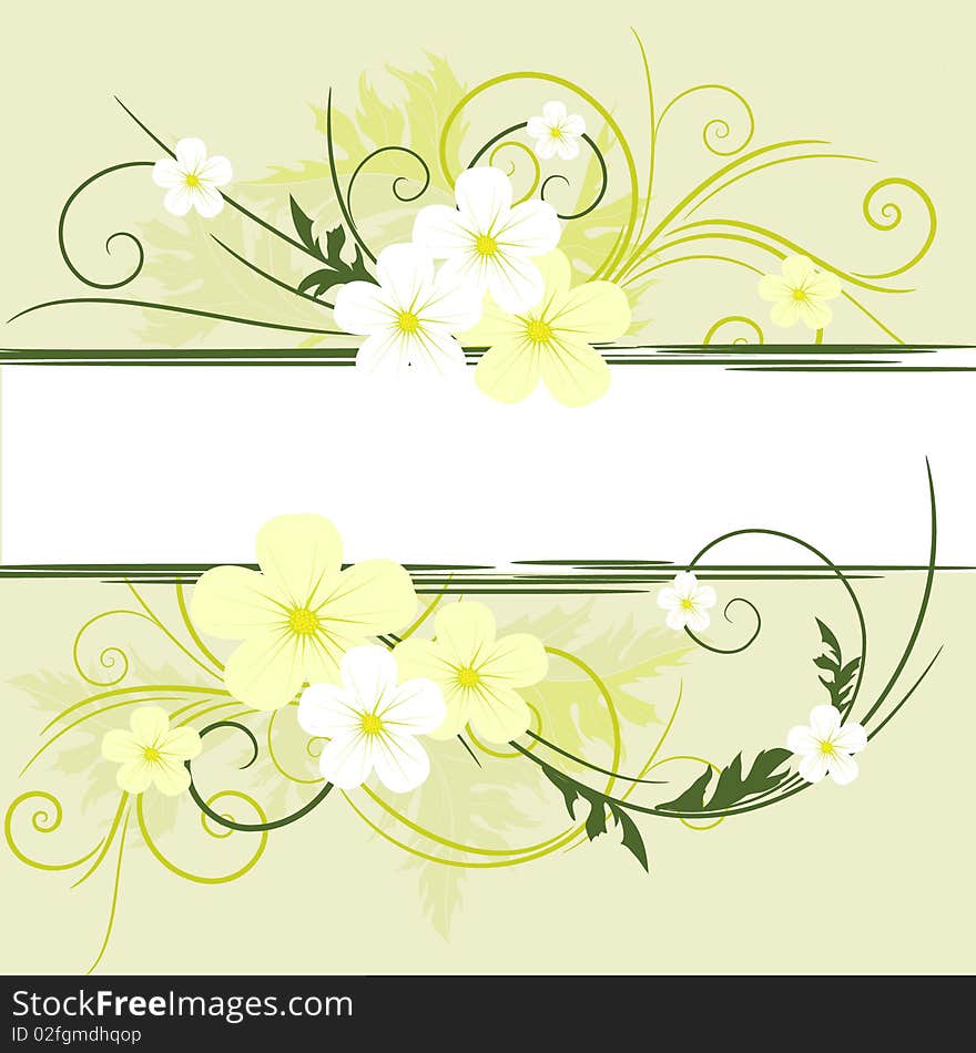 Floral banner, illustration with copy space area