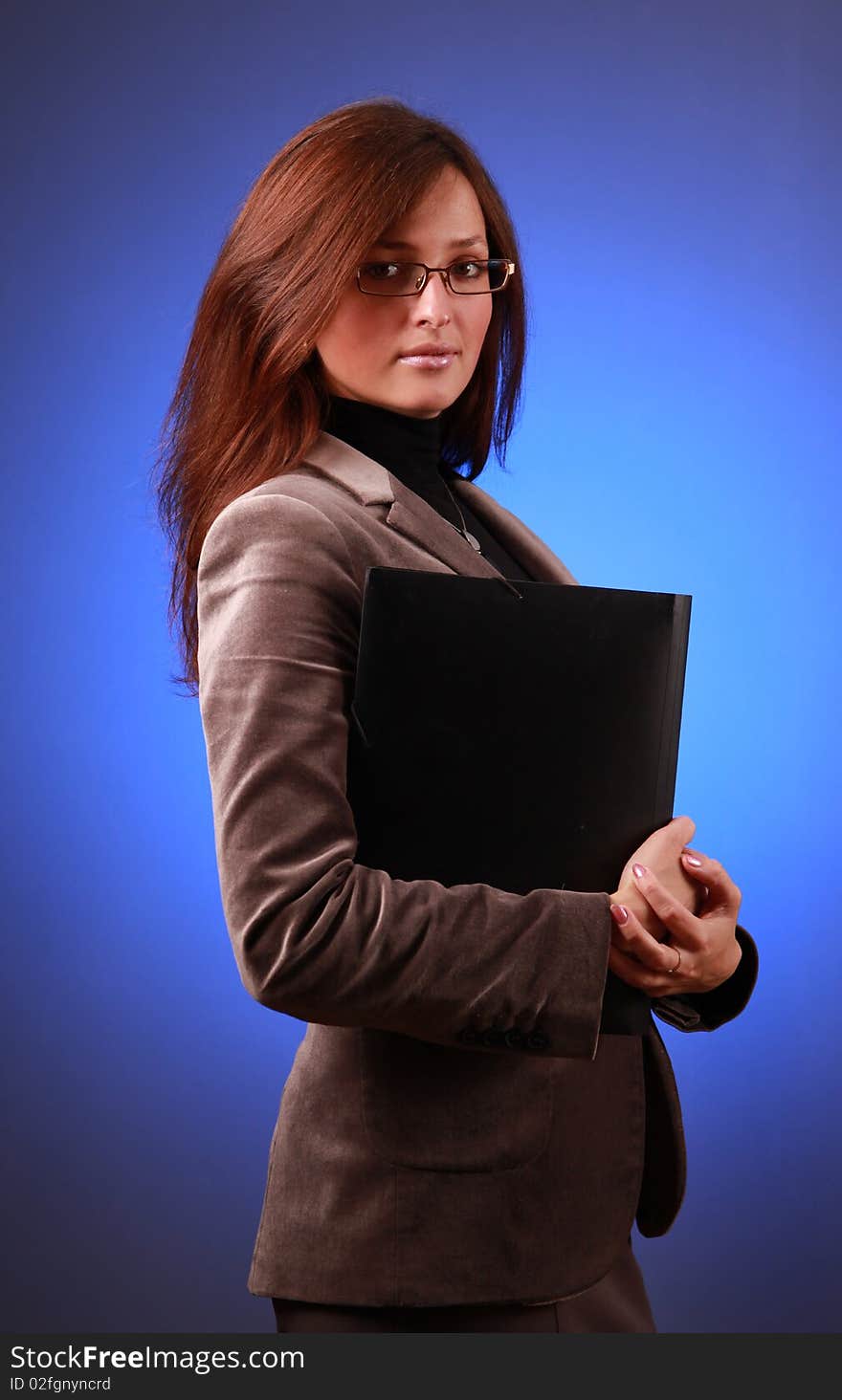 Businesswoman on blue