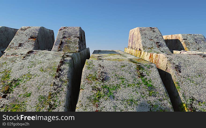 Wall scene old stone wall