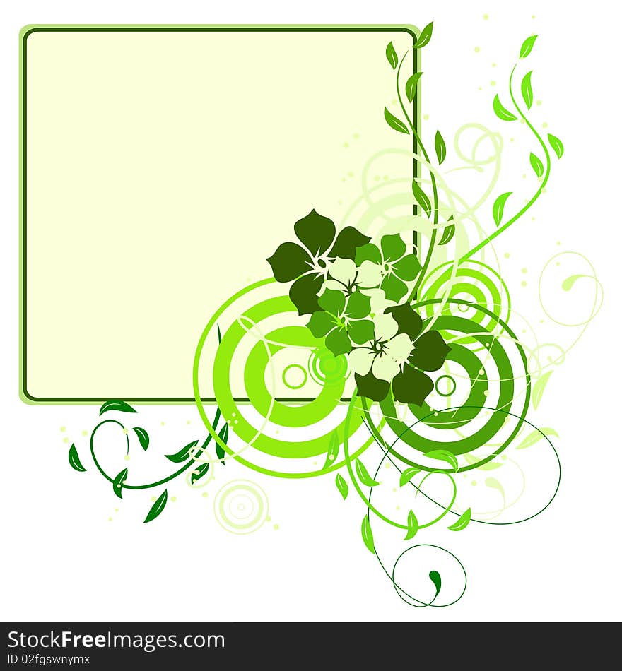 Green banner with flowers