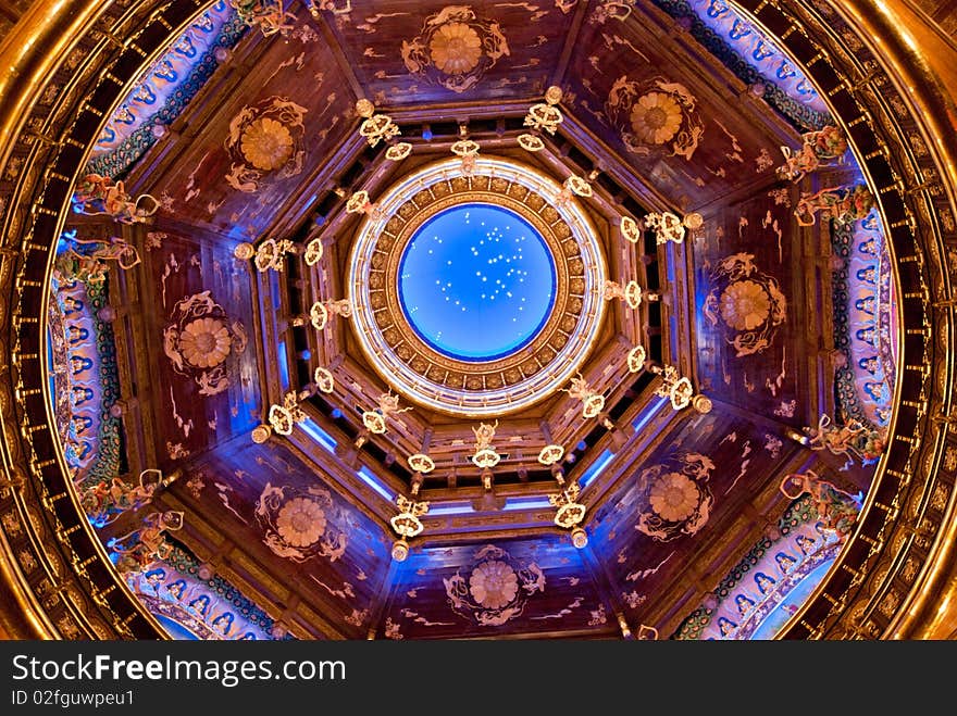 Artificial sky in the buddhist temple. Artificial sky in the buddhist temple