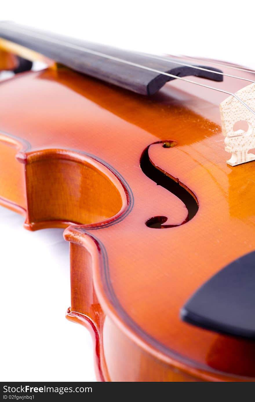 Vintage violin over white background